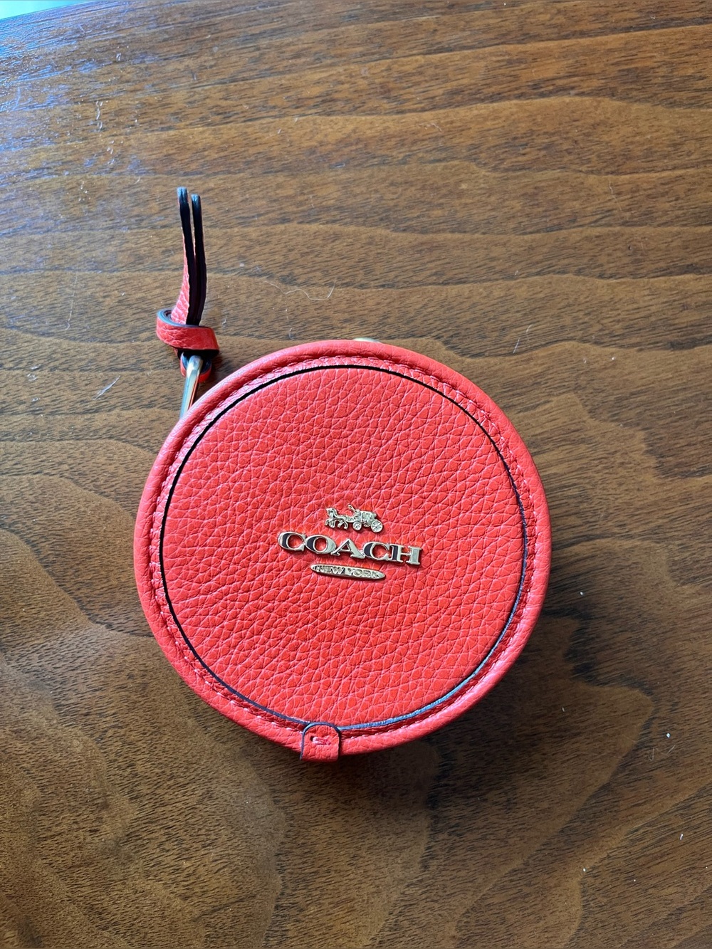 Coach Orange Pebble Leather Coin Pouch w/Gold Clip. Clip on Bag or Belt Loop